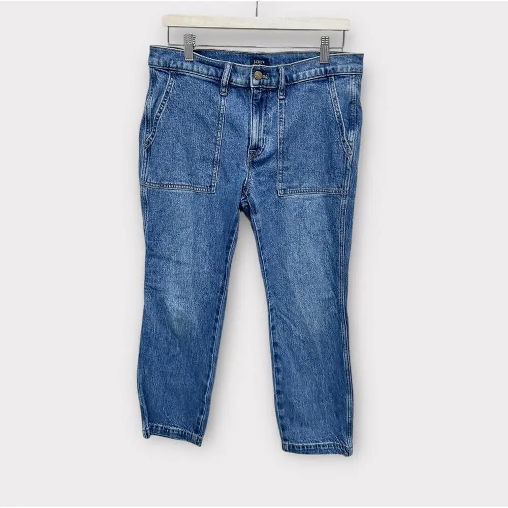 J.Crew Womens Jeans Denim Blue Medium Wash Cropped Pockets Zipper Size 29